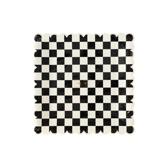 Halloween Party More Black Checkered Paper Plates 9" | 8ct - Zurchers