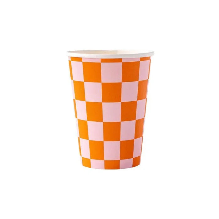 Pink Pumpkin Checked Party Cup 12oz. | 8 ct - Zurchers