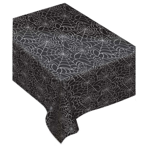 Halloween Spider Web Flannel Back Table Cover Rectangle 52" x 90" | 1ct - Zurchers
