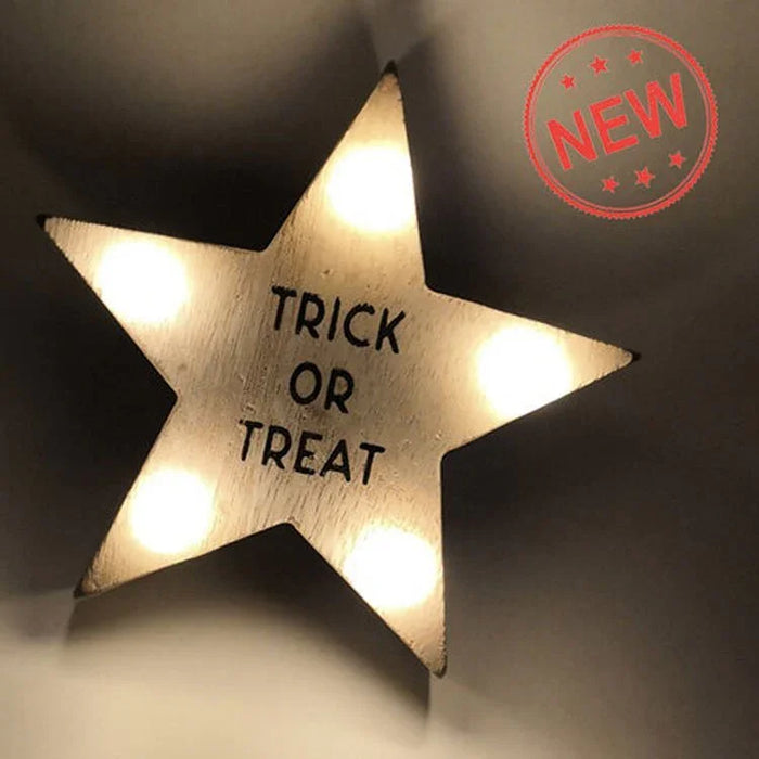 Halloween Star Shaped Trick or Treat Sign with LEDs | 1ct - Zurchers