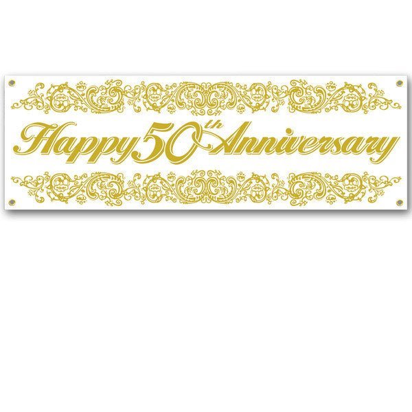 Happy 50th Anniversary Gold Banner, 21'' x 5' | 1 ct - Zurchers