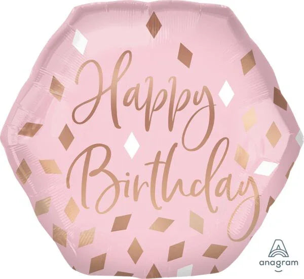 Happy Birthday Blush Mylar Supershape Balloon 23" | 1ct - Zurchers