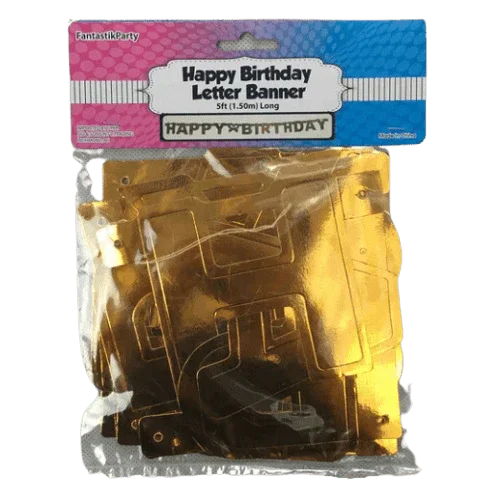 HAPPY BIRTHDAY GOLD BANNER LETTER 5Feet | 1ct - Zurchers