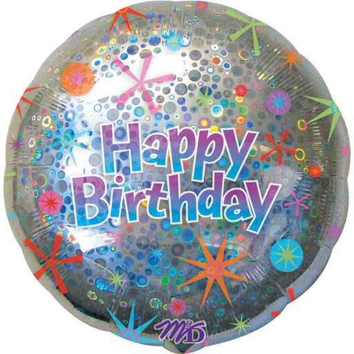 Holographic Circles Happy Birthday Supershape Foil Balloon 32'' | 1 ct - Zurchers