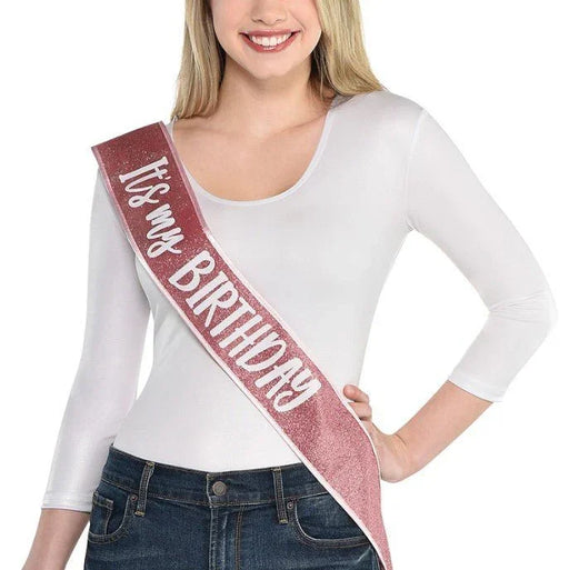 It's My Birthday Glitter Blush Sash | 1ct - Zurchers