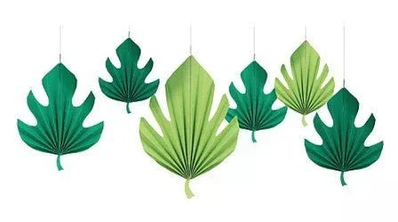 Palm Leaf Paper Fan Decorations | 6pc - Zurchers