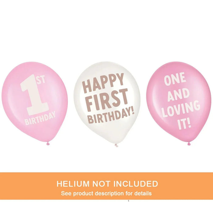 12" Little Miss One - derful First Birthday Latex Balloon Pack | 6 ct - Zurchers