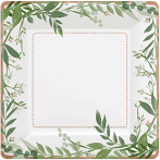 Love & Leaves Square Paper Plates 10.25" | 8ct - Zurchers