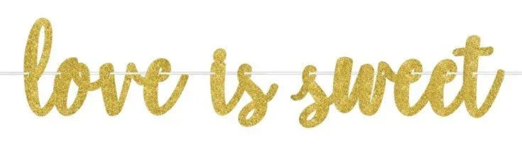 "Love is Sweet" Gold Glitter Letter Banner | 12ft - Zurchers