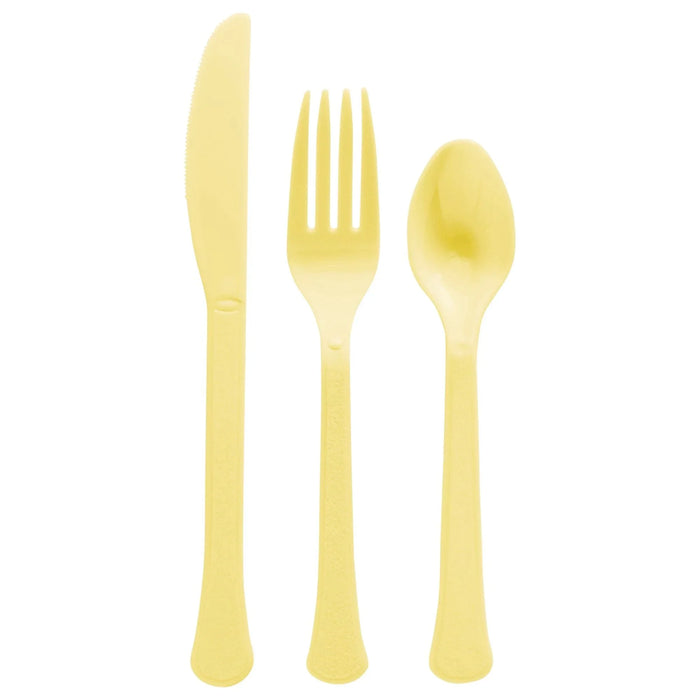 Light Yellow Plastic Assorted Cutlery | 24 pcs - Zurchers