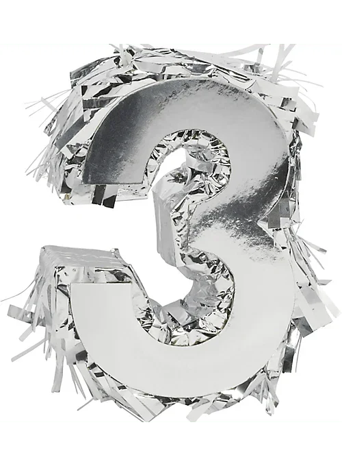 Metallic Silver Fringe Number Mini Piñata 6" | 1 ct - Zurchers