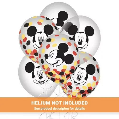 12" Mickey Mouse Latex Confetti Balloon Pack | 6ct - Zurchers