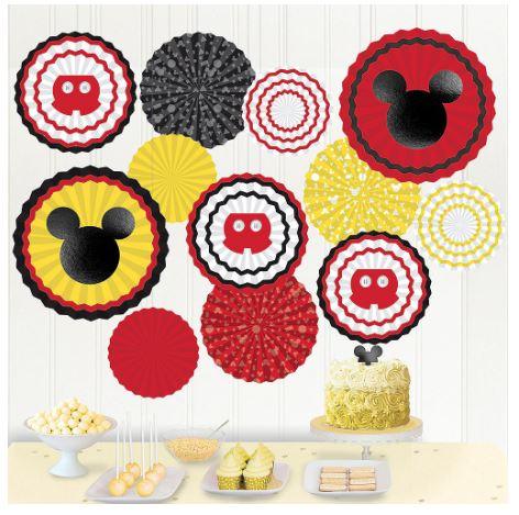 Mickey Mouse Paper Fan Decorations | 17pcs - Zurchers