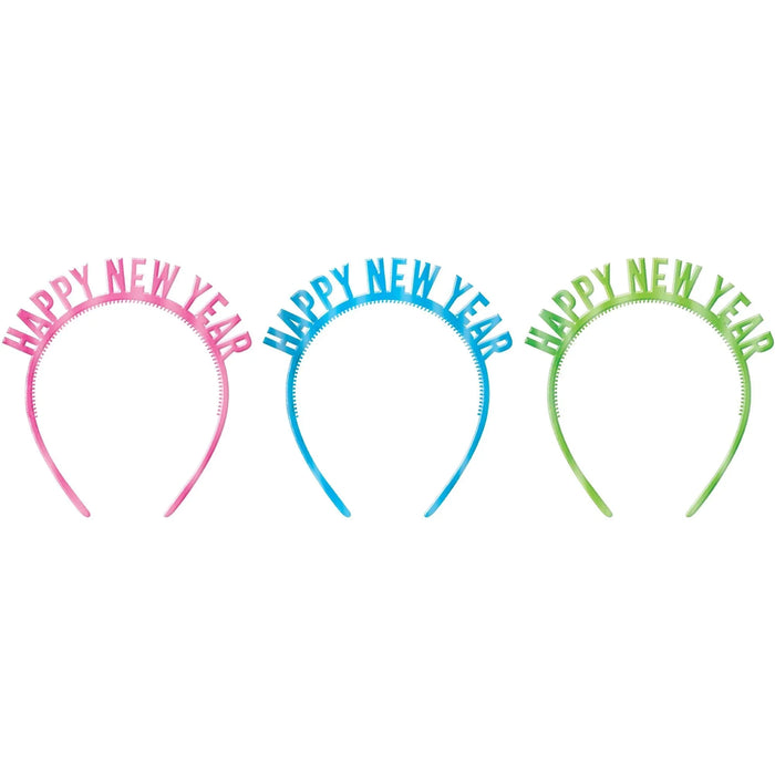 Happy New Year Plastic Multi - Color Headbands | 6ct - Zurchers