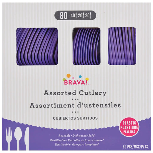 New Purple Plastic Assorted Cutlery | 80 pcs - Zurchers