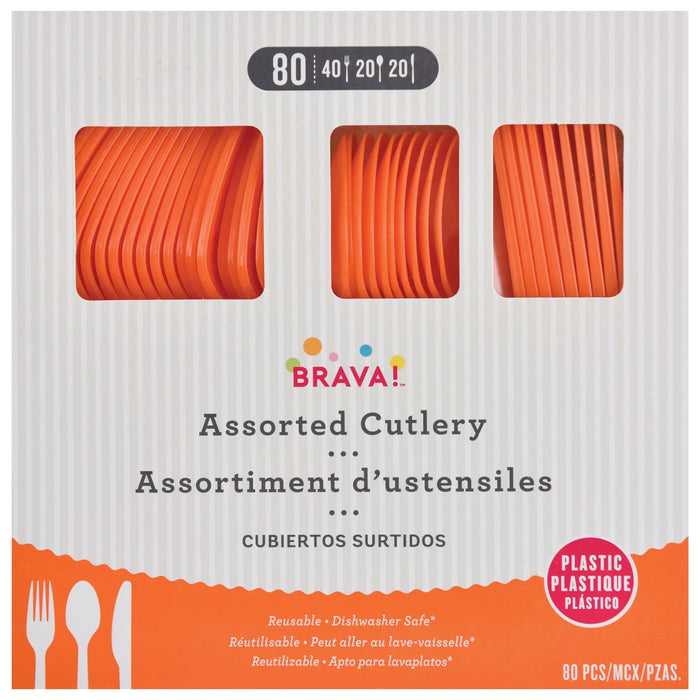 Orange Plastic Assorted Cutlery | 80 pcs - Zurchers