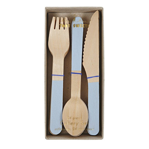 Pastel Blue Wood Cutlery | 24 ct - Zurchers