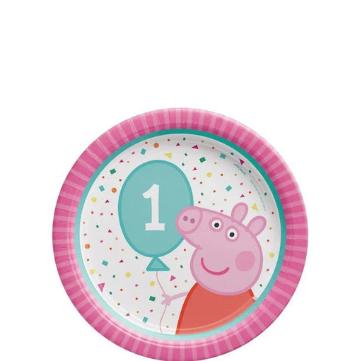 Peppa Pig Party 1st Birthday Dessert Plates 7in | 8ct - Zurchers
