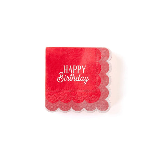Pink Birthday Scalloped Beverage Napkins | 24 ct - Zurchers