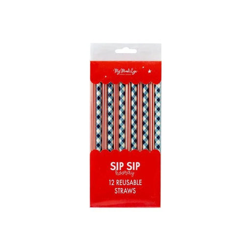 Plaid And Stripes Reusable Straws | 12 Count - Zurchers