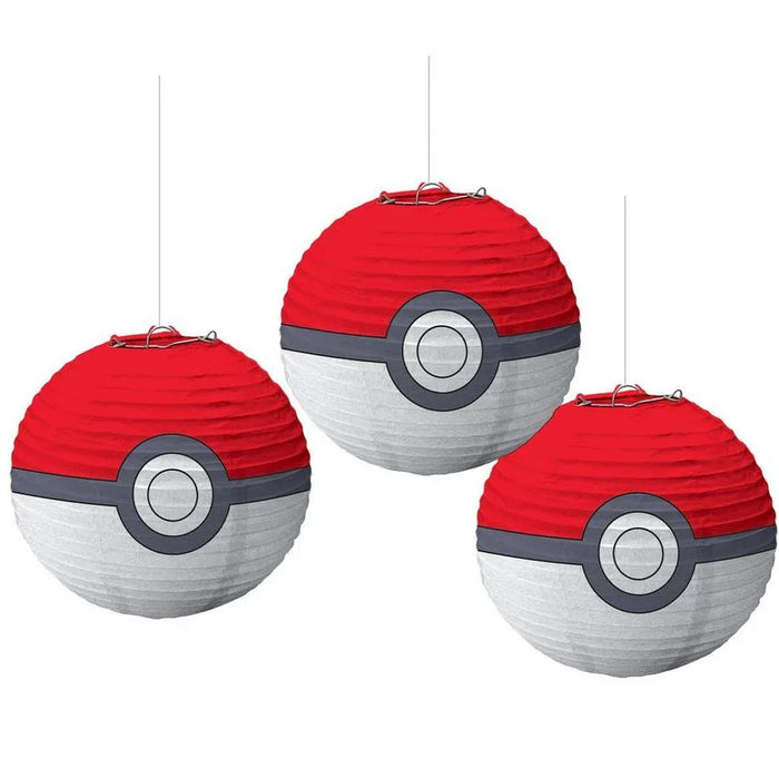 Pokémon Pokéball Paper Lanterns 12" | 3ct - Zurchers