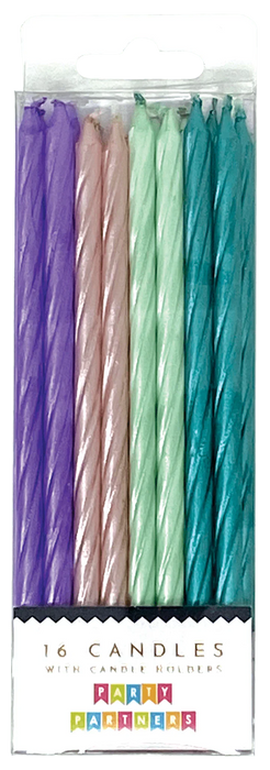 Purple/Teal Pearl Spiral Candle Set | 16ct - Zurchers