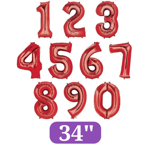 Red Jumbo Number Balloons 34" - Zurchers