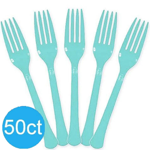 Robin's Egg Blue Heavy Duty Plastic Forks | 50ct - Zurchers