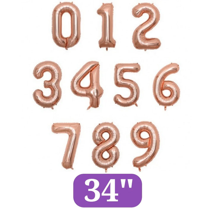 Rose Gold Jumbo Number Balloons 34" - Zurchers
