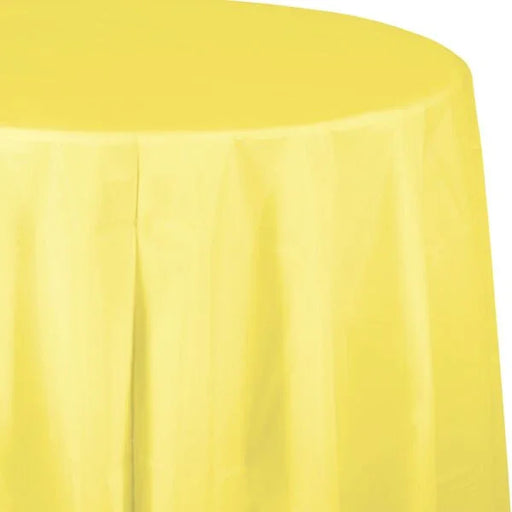Light Yellow Round Plastic Table Cover 82" | 1 ct - Zurchers