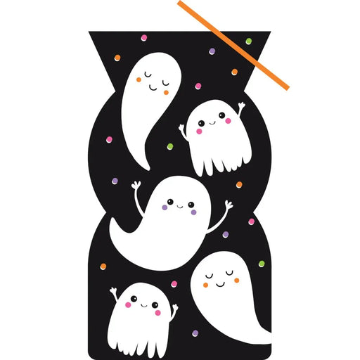 Halloween Happy Ghosts Shaped Cello Bags 5" x 9" | 20ct - Zurchers