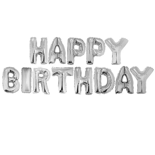 Air Filled Silver "Happy Birthday" Mylar Balloon Banner | 1ct - Zurchers