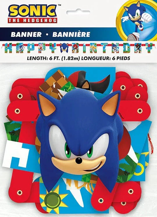 Sonic The Hedgehog Happy Birthday Jointed Banner 6.5' | 1 ct - Zurchers