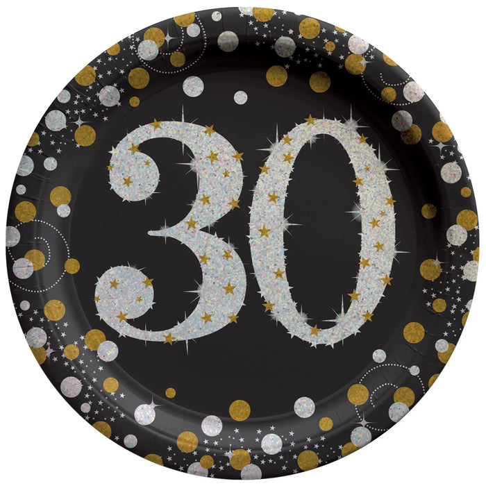 Sparkling Celebration "30" Round Plates, 7" | 8ct - Zurchers