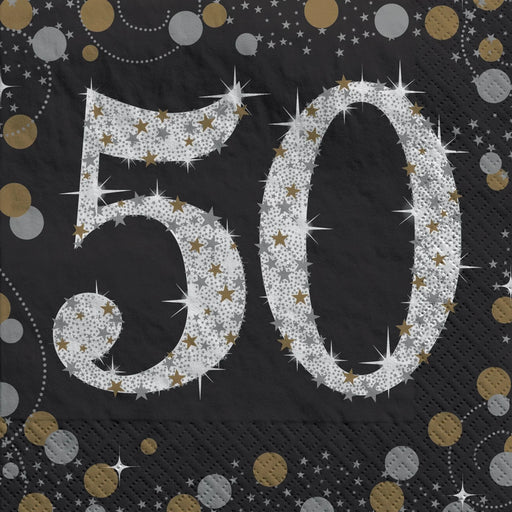 Sparkling Celebration "50" Beverage Napkins | 16 ct - Zurchers