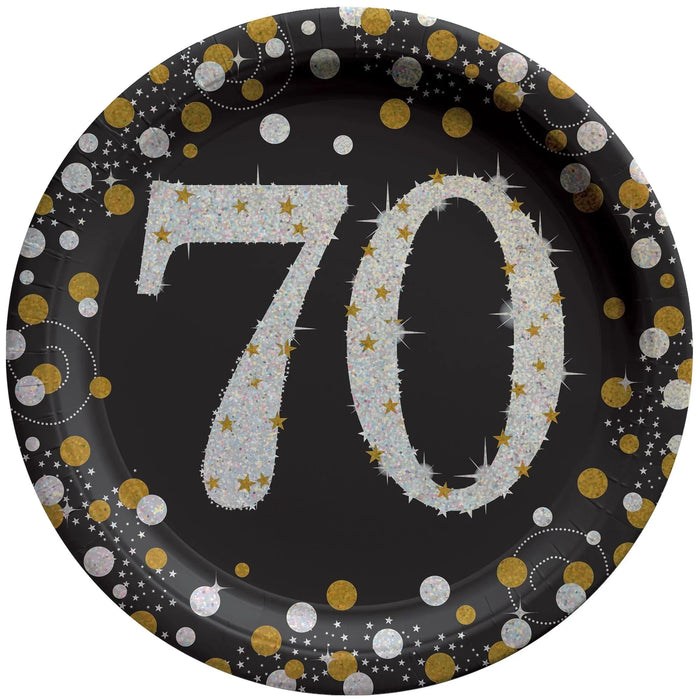 Sparkling Celebration "70" Round Plates, 7" | 8 ct - Zurchers