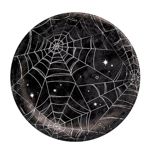 Spiderweb Night Halloween Paper Dinner Plates, 10in | 20ct - Zurchers