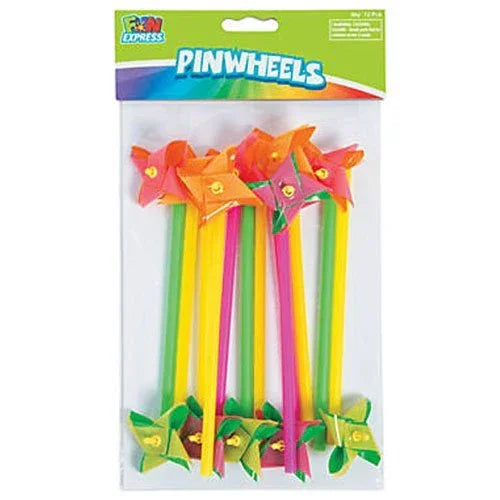 Plastic Mini Neon Two - Tone Pinwheels 7" | 12ct - Zurchers