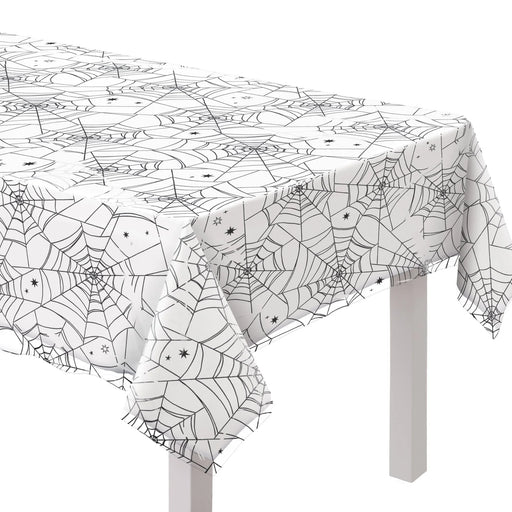 Halloween Spider Web Night Clear Plastic Table Cover | 1ct - Zurchers