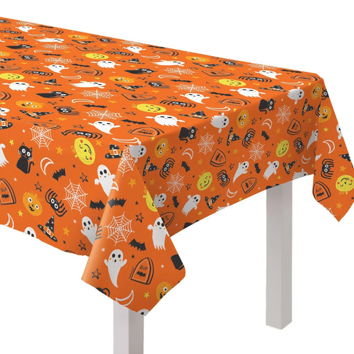 Spooky Friends Halloween Flannel - Backed Vinyl Tablecloth, 54in x 108in | 1ct - Zurchers