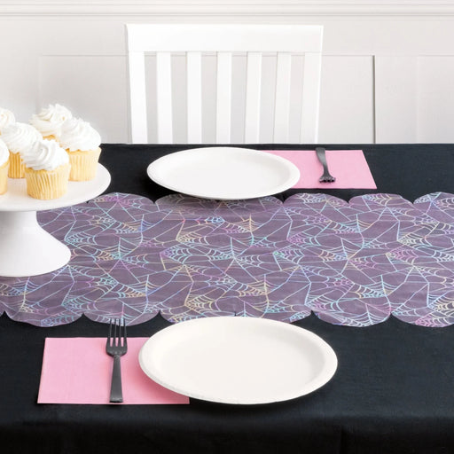 Hauntings Iridescent Spiderweb Table Runner | 1ct - Zurchers