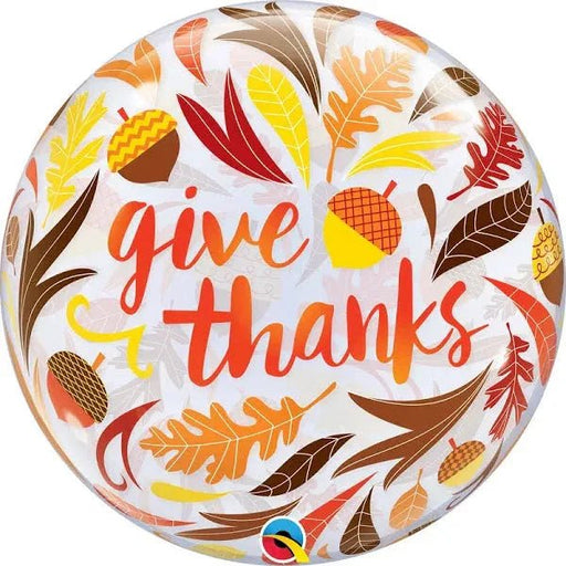 Thanksgiving Give Thanks Acorn Bubble Balloon 22" | 1ct - Zurchers