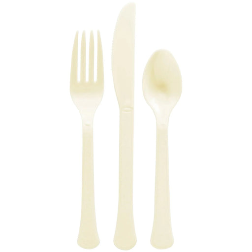 Vanilla Cream Plastic Assorted Cutlery | 24 pcs - Zurchers