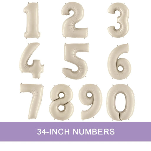 White Sand Jumbo Number Balloons 34" | 1 ct - Zurchers