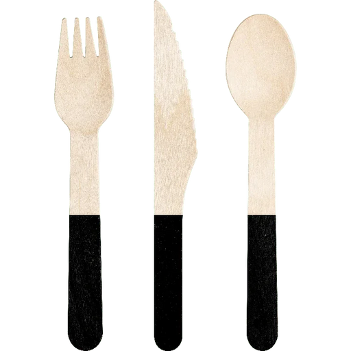 Wood Assorted Black Cutlery 6.5" | 24 ct - Zurchers