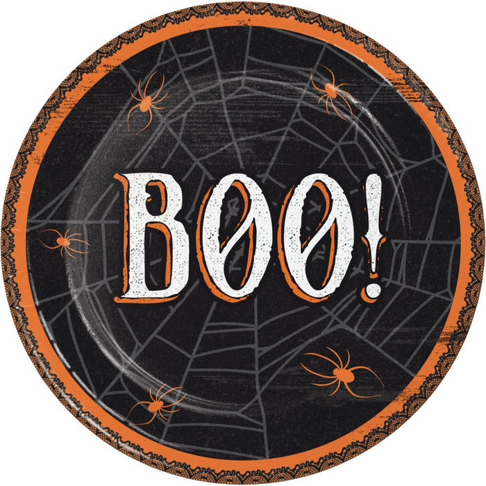 Halloween Wicked Webs Boo! Lunch Plates 7" | 8ct - Zurchers
