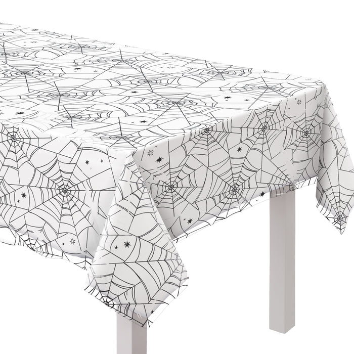 Halloween Spider Web Night Clear Plastic Table Cover | 1ct - Zurchers