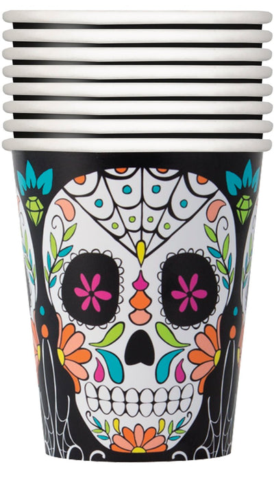 Skull Day of the Dead Paper Cups 9oz | 8 ct - Zurchers