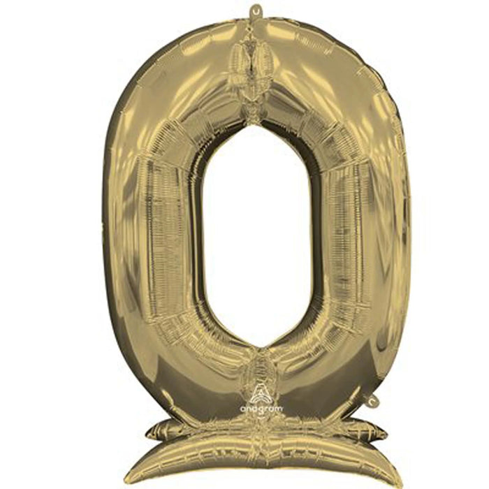 Air Filled White Gold Number Self Standing Balloons 54" | 1 ct - Zurchers