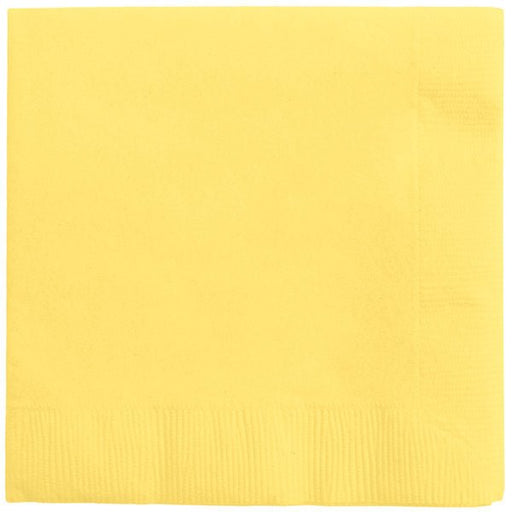 Enhance your dining experience with our 2-ply Light Yellow Beverage Napkins. This pack of 50 ensures you have plenty for your event. The light yellow color adds a touch of elegance, while the 2-ply design provides durability to handle any spills. Perfect for any occasion.